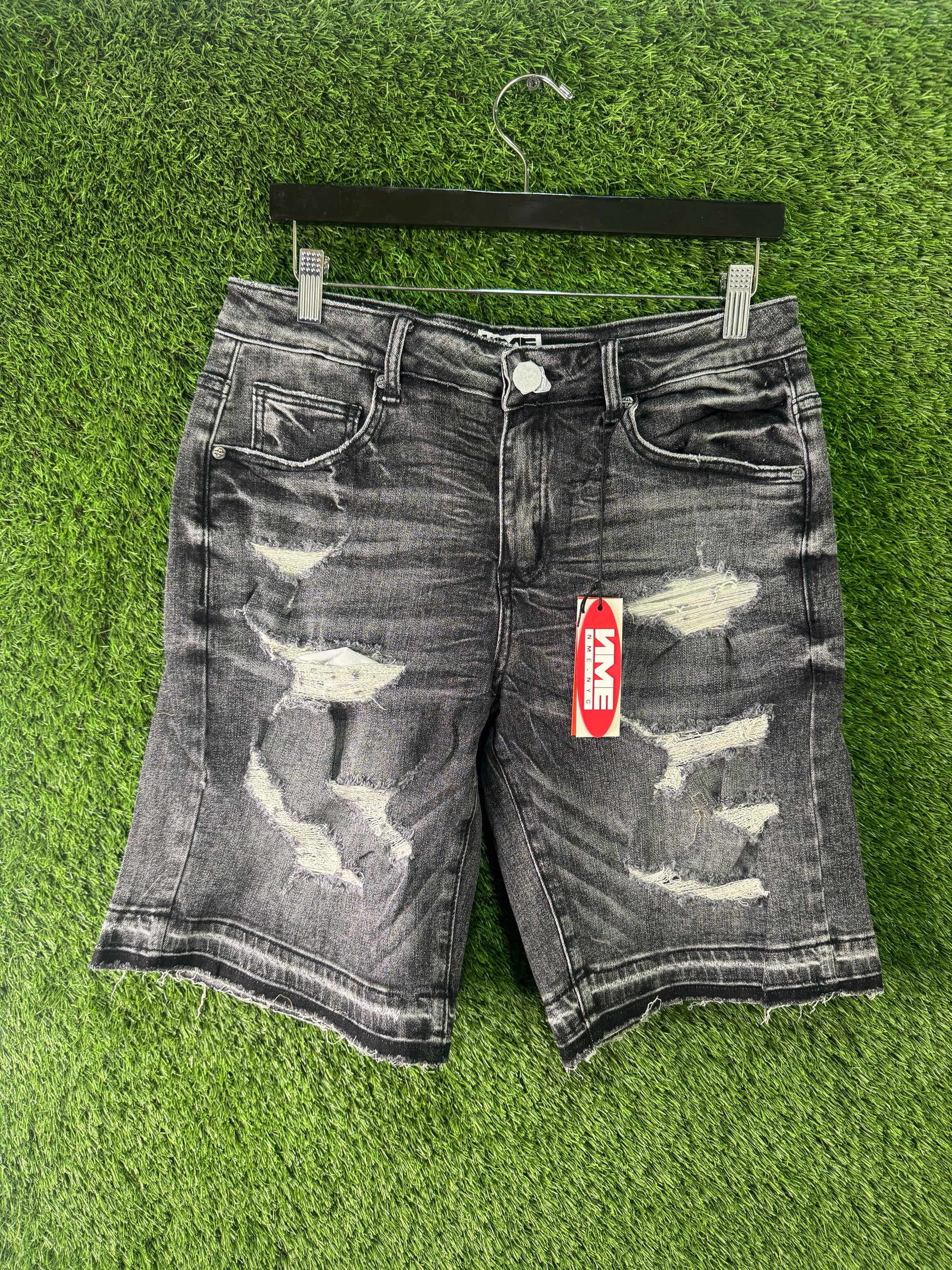 NME NEW YORK Grey distressed jorts