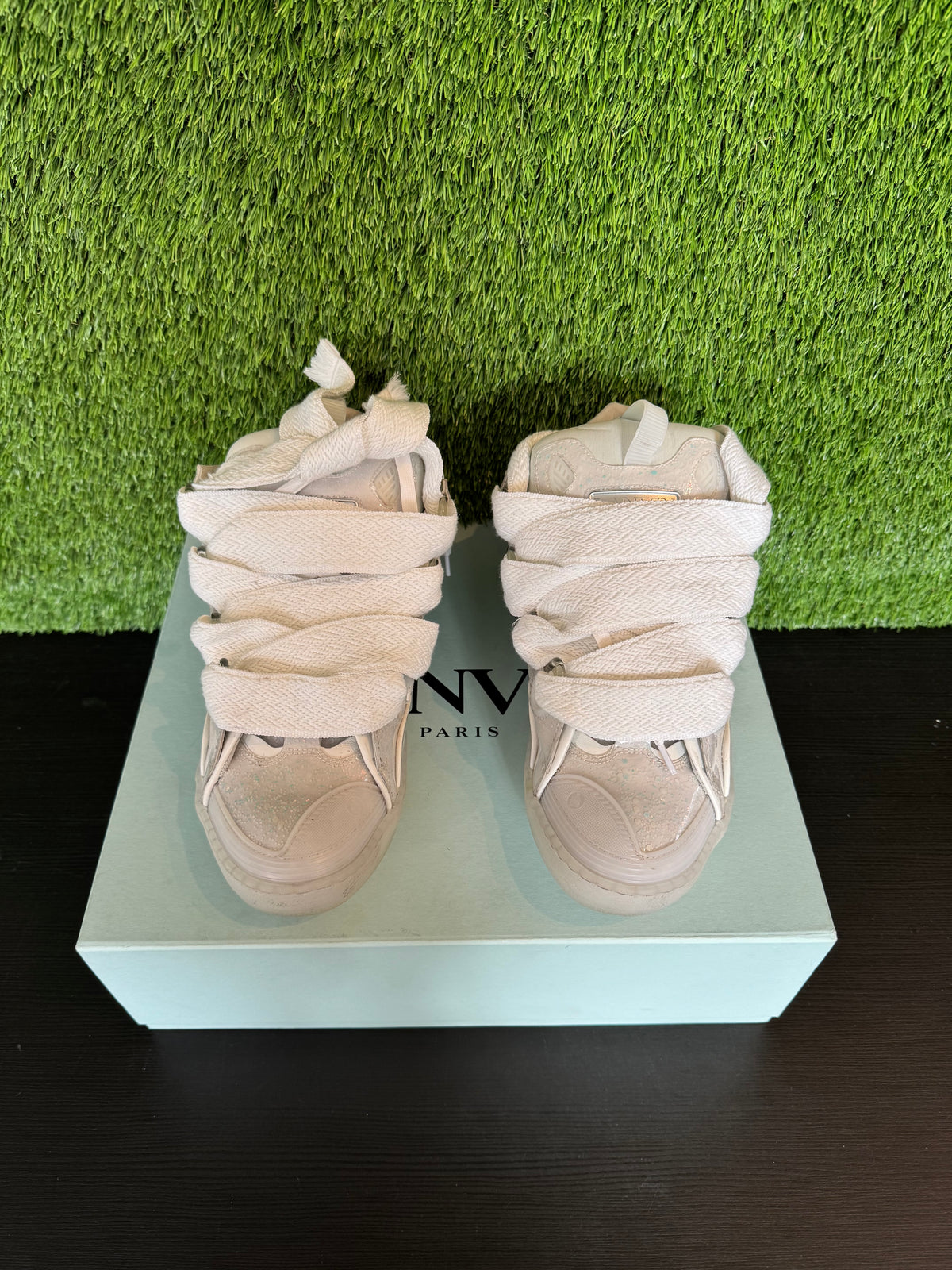 Lanvin Curb White Glitter