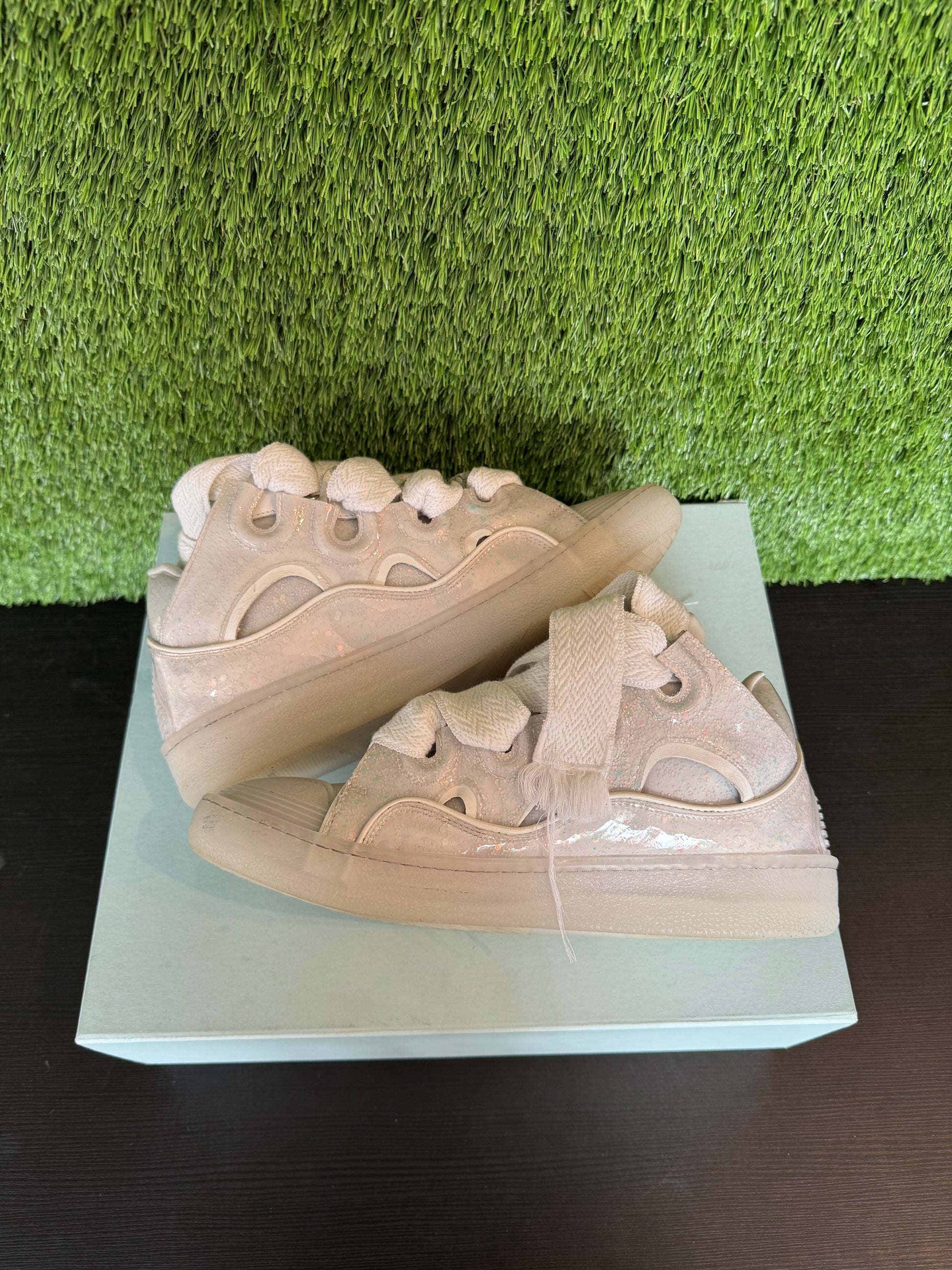 Lanvin Curb White Glitter