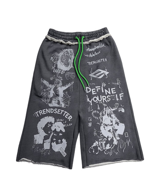"Define Yourself" 3/4 shorts (Green Strings)