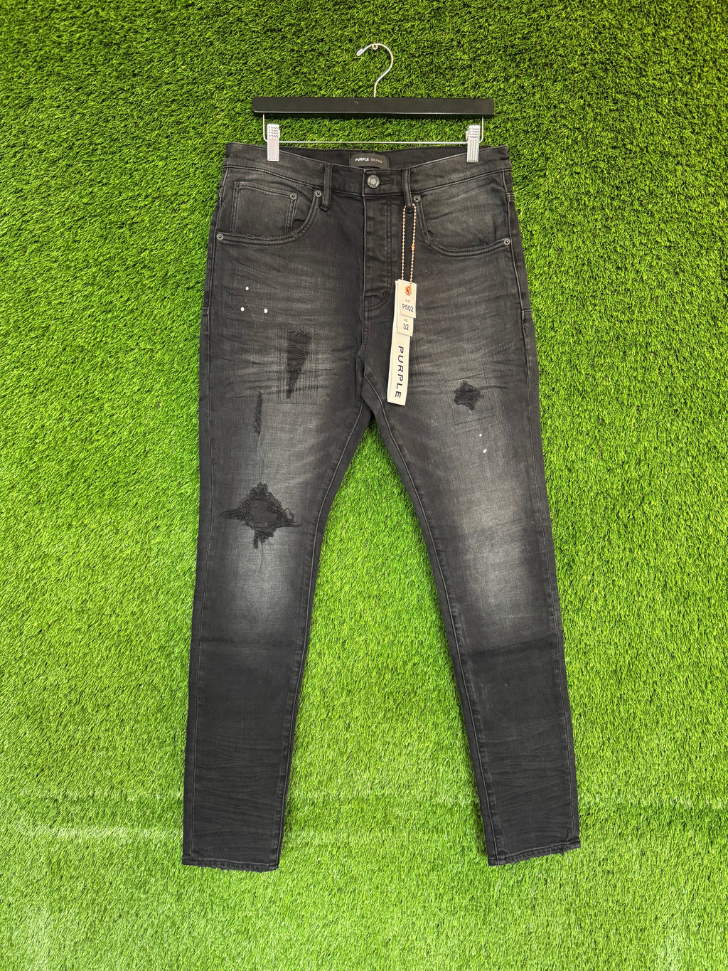 Purple Brand Resin Repair Mid Rise Slim Jeans Black