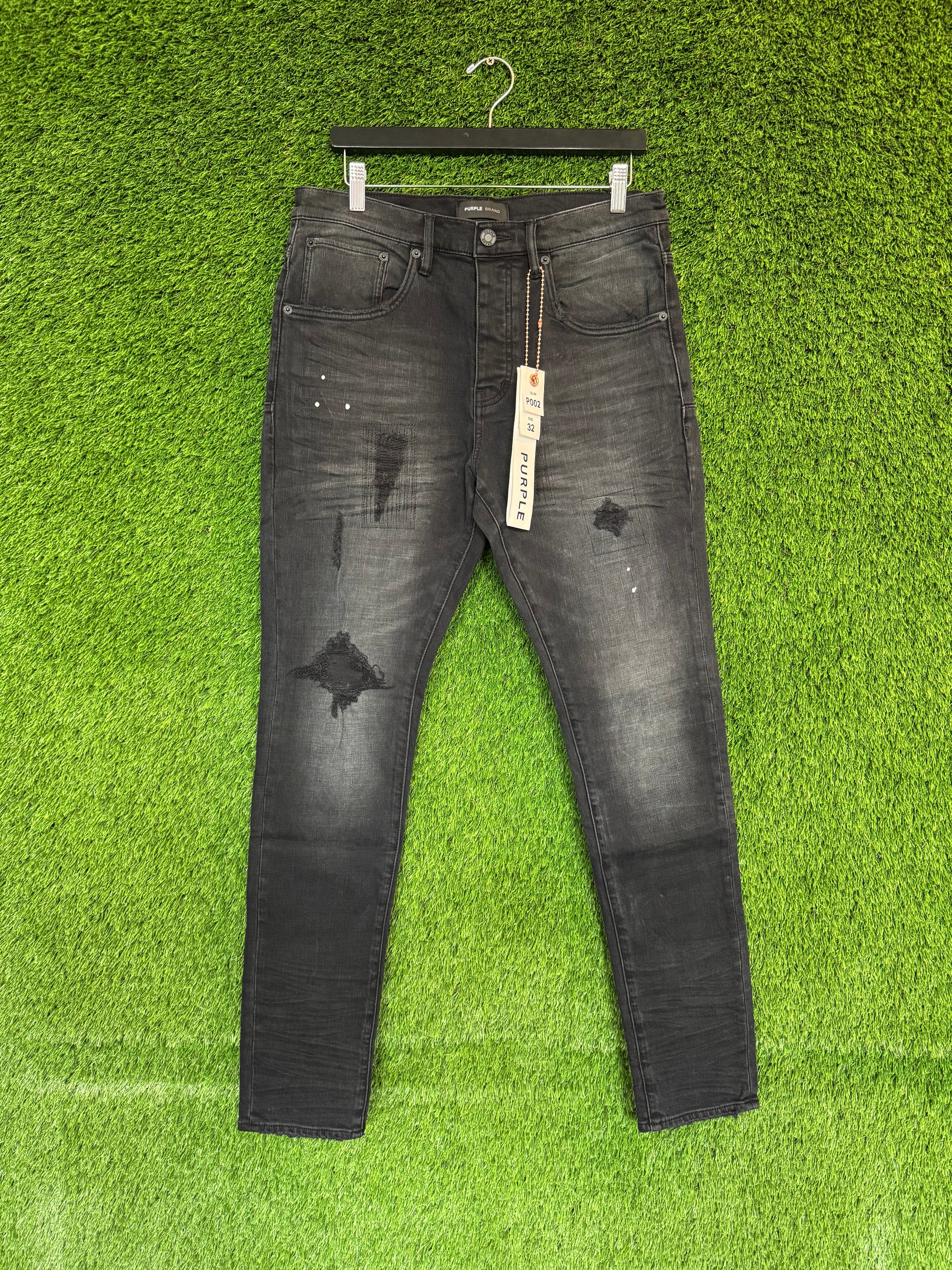 Purple Brand Resin Repair Mid Rise Slim Jeans Black