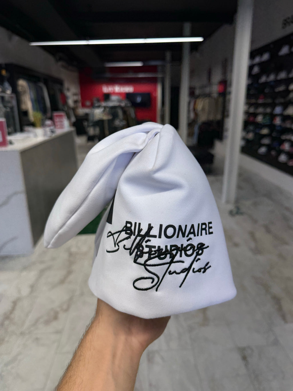 Billionaire Studios Ear Beanie White
