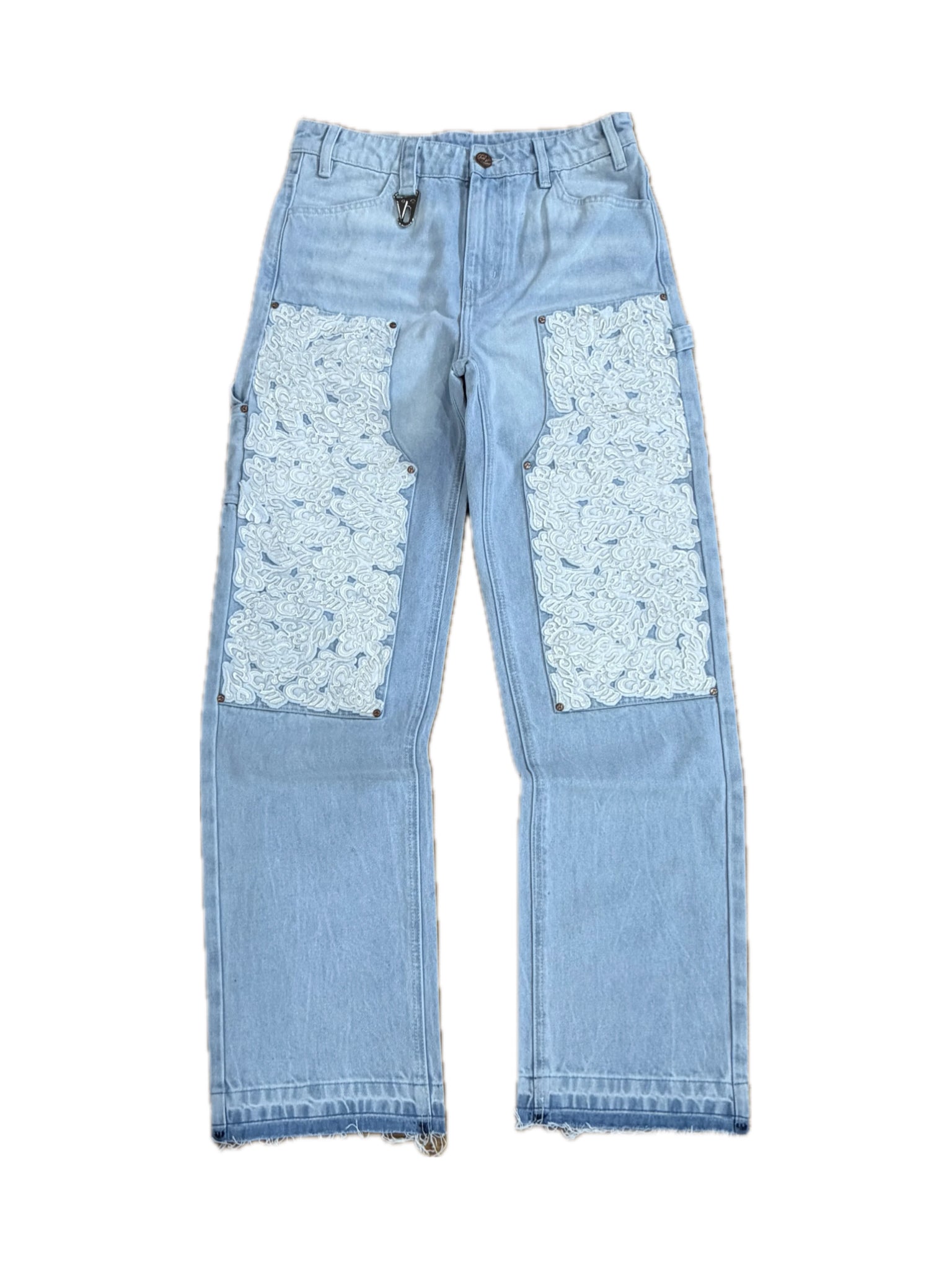 Fuck Em Leather Carpenter Denim Light Blue