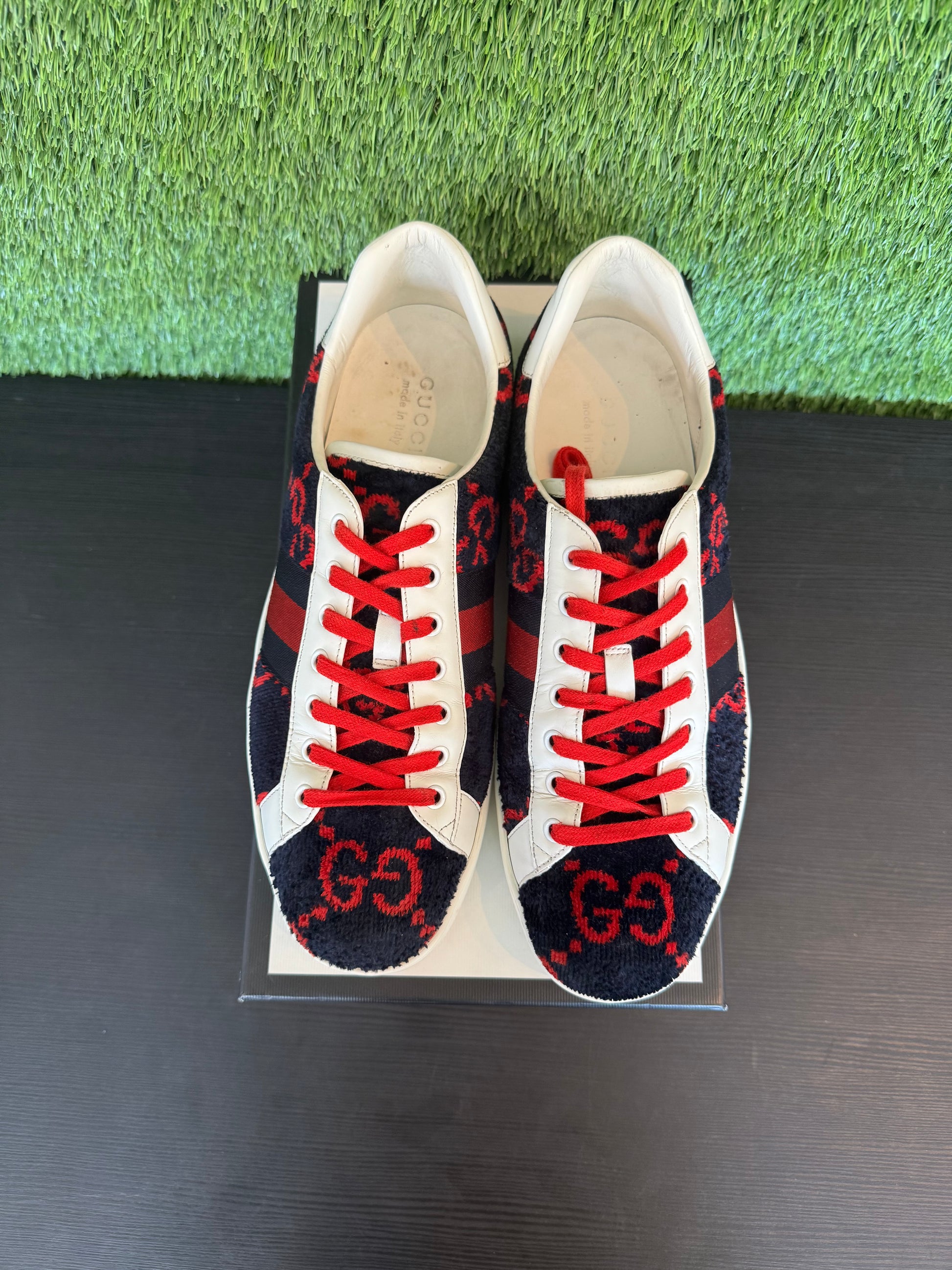 Gucci Ace Low Terry Cloth Red/Blue