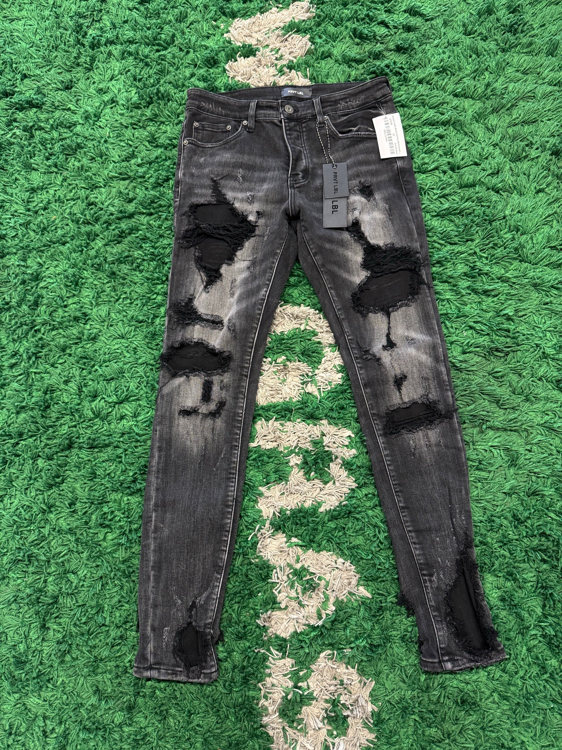 Private Label Black skinny distressed denim