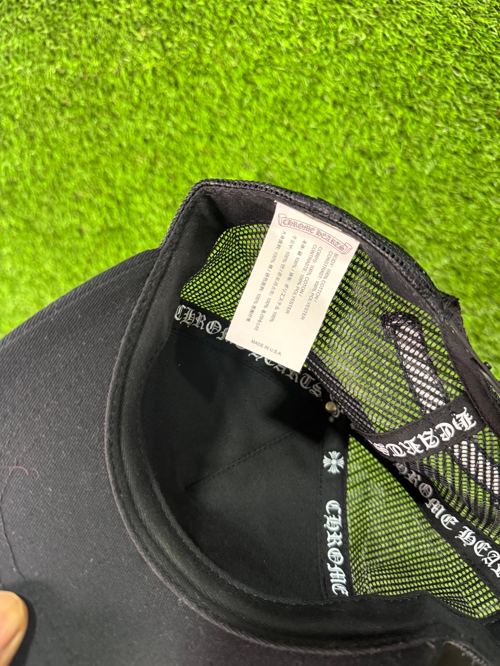 Chrome hearts black eyechart trucker hat