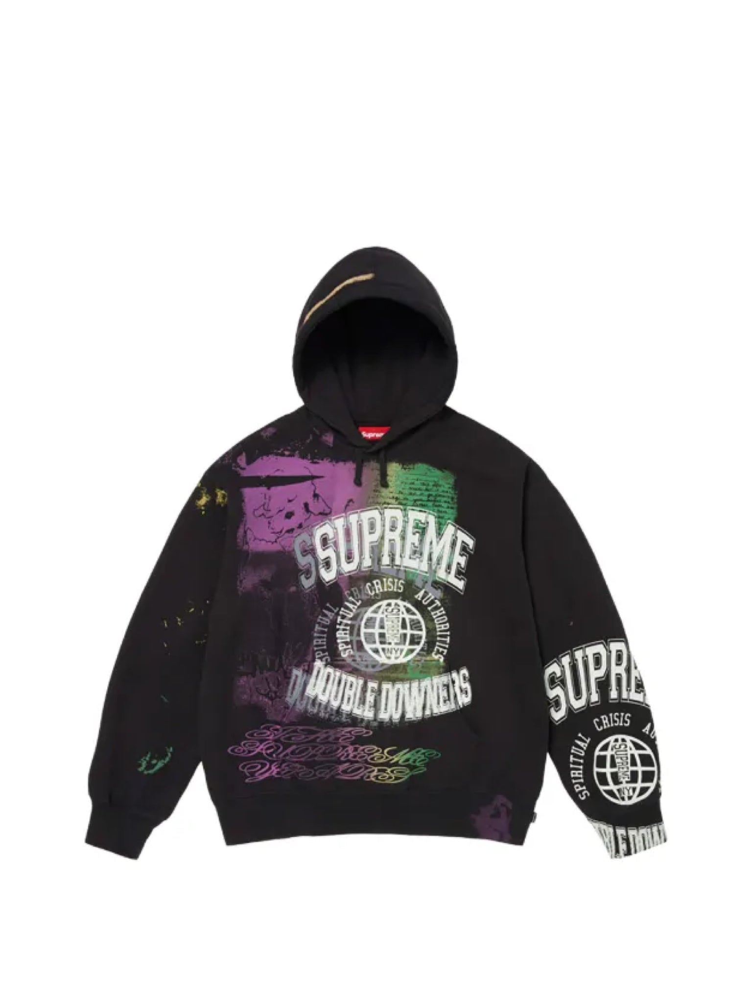 Supreme Overprint Hooded Sweatshirt Black