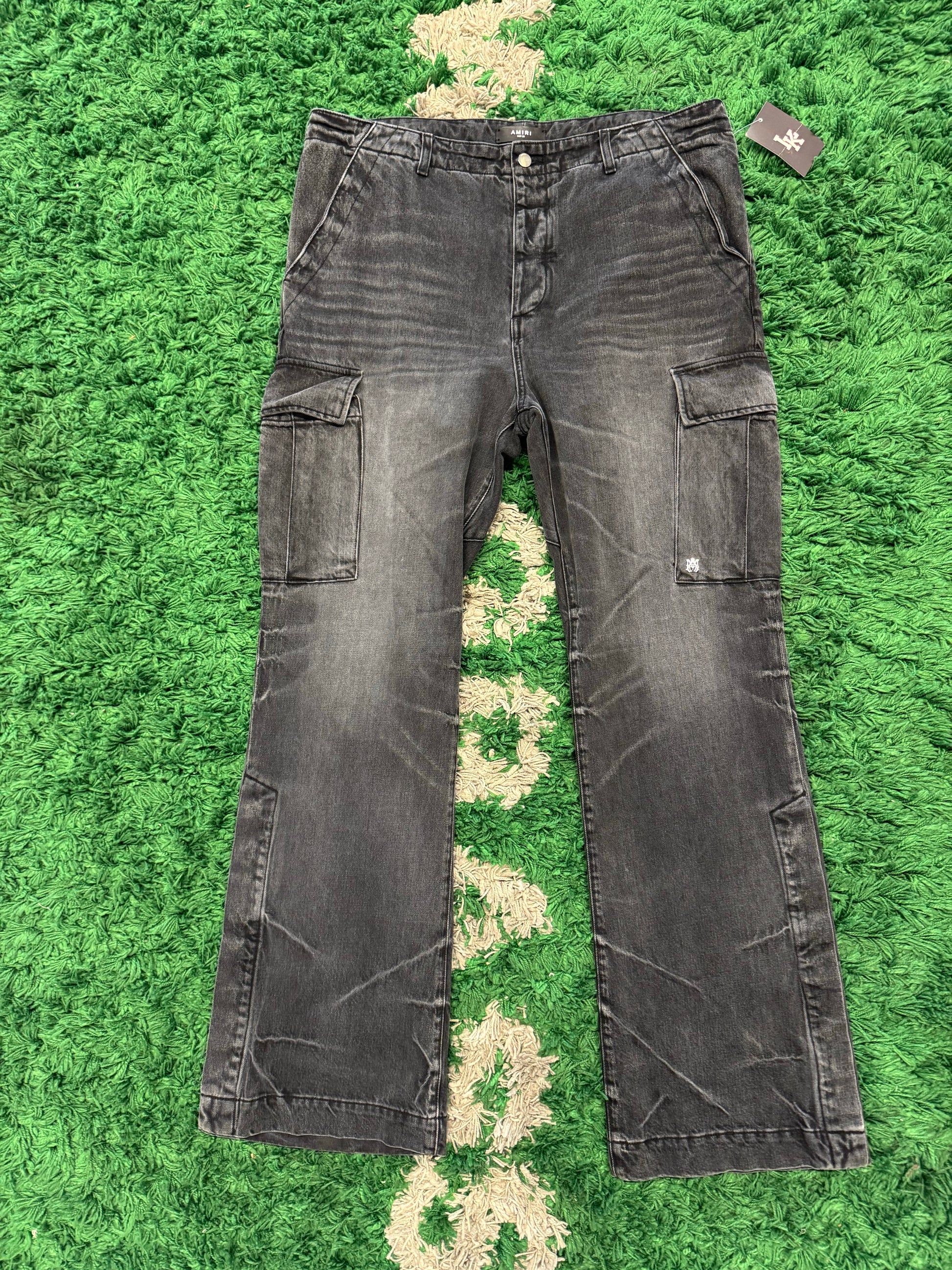 Amiri Kickflare Cargo Black Denim Jeans