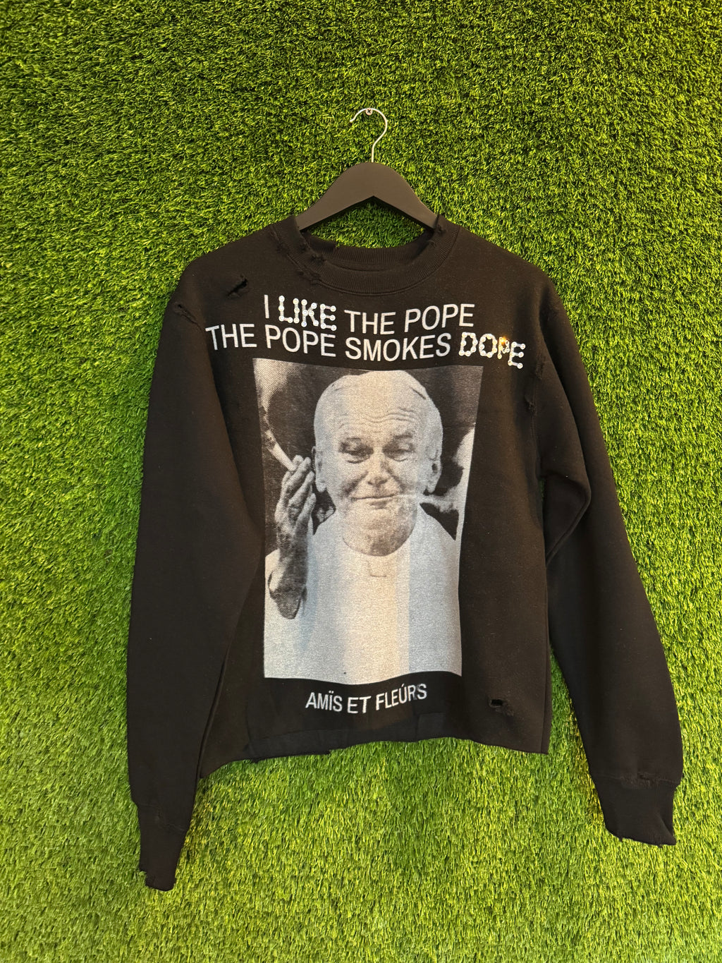 AMIS ET FLUERS pope smoke dope crewneck
