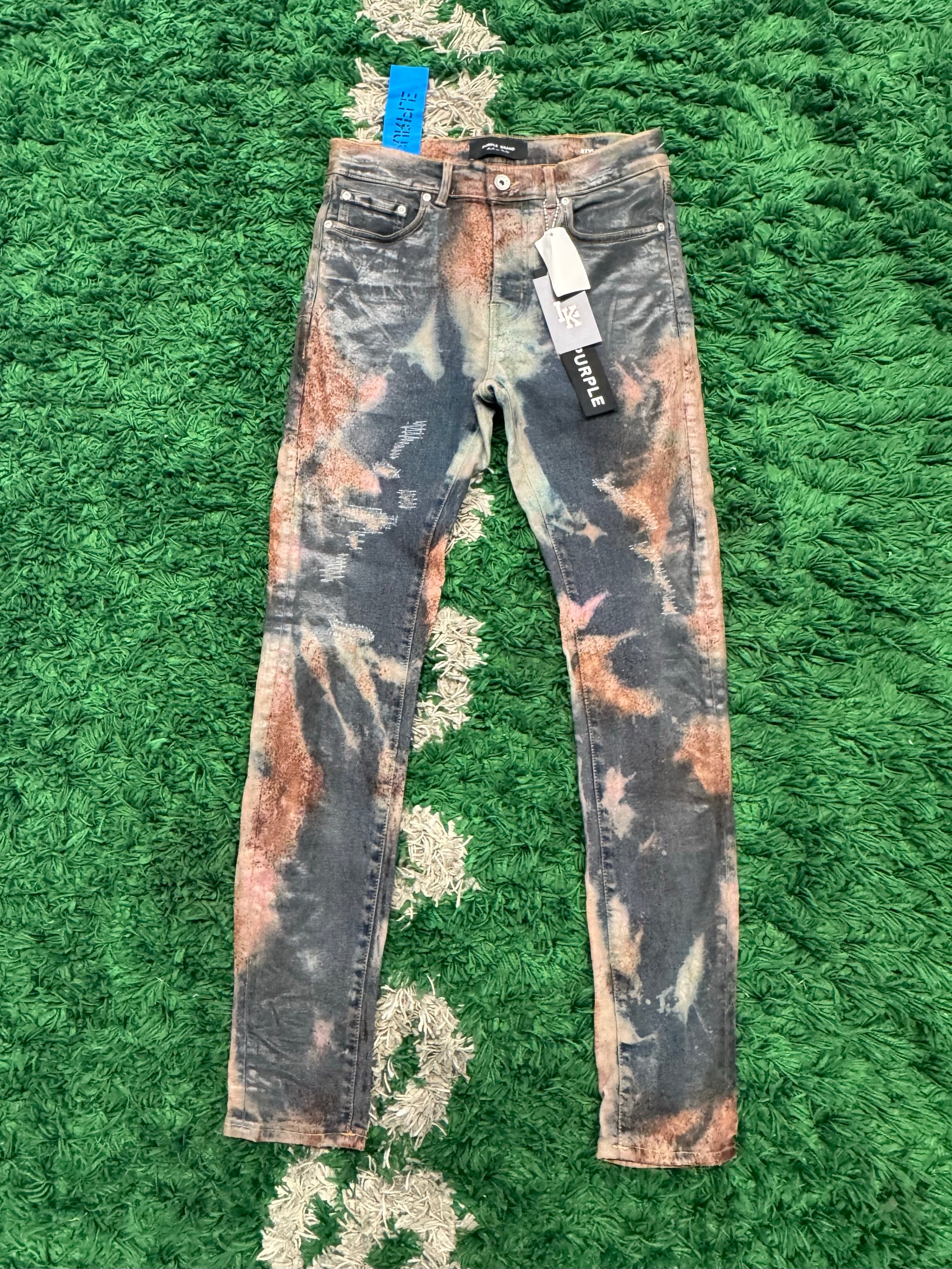 Purple multi color denim