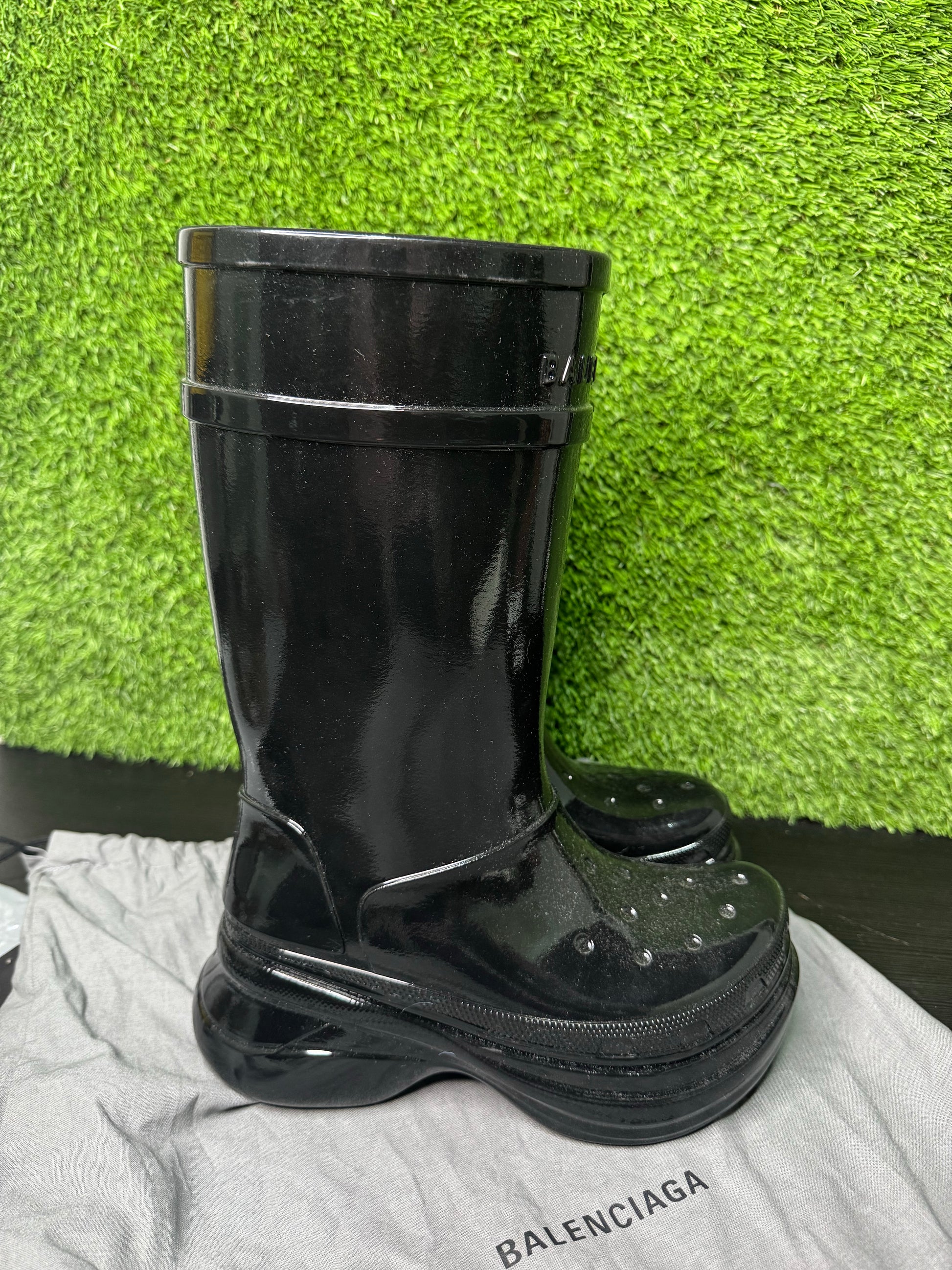 Balenciaga x croc boots black womens