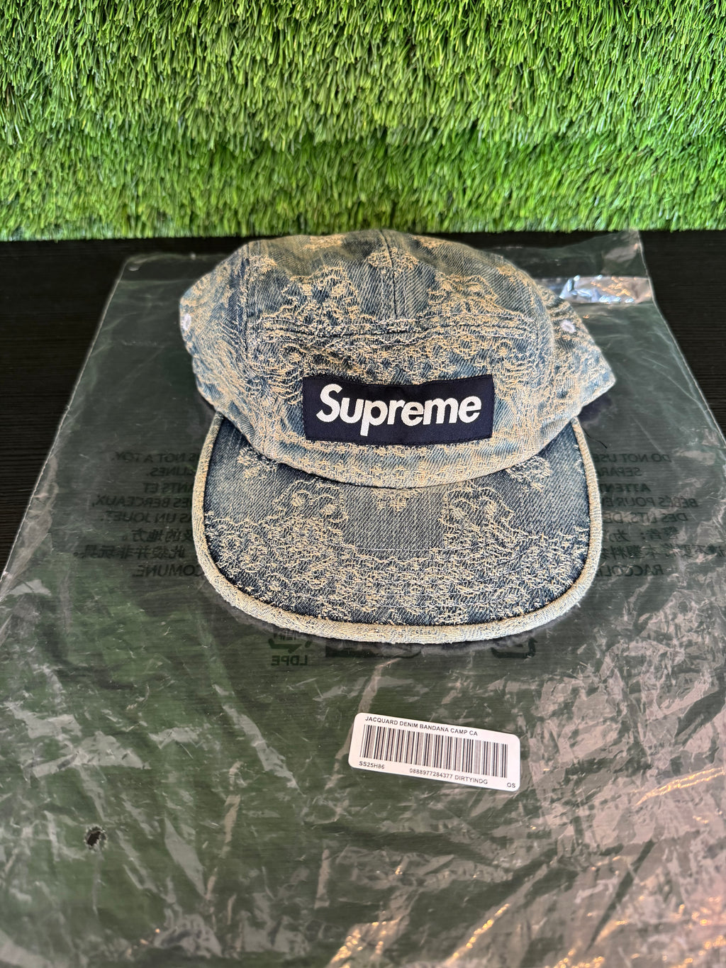 Supreme Bandana Jacquard Denim Camp Cap Blue