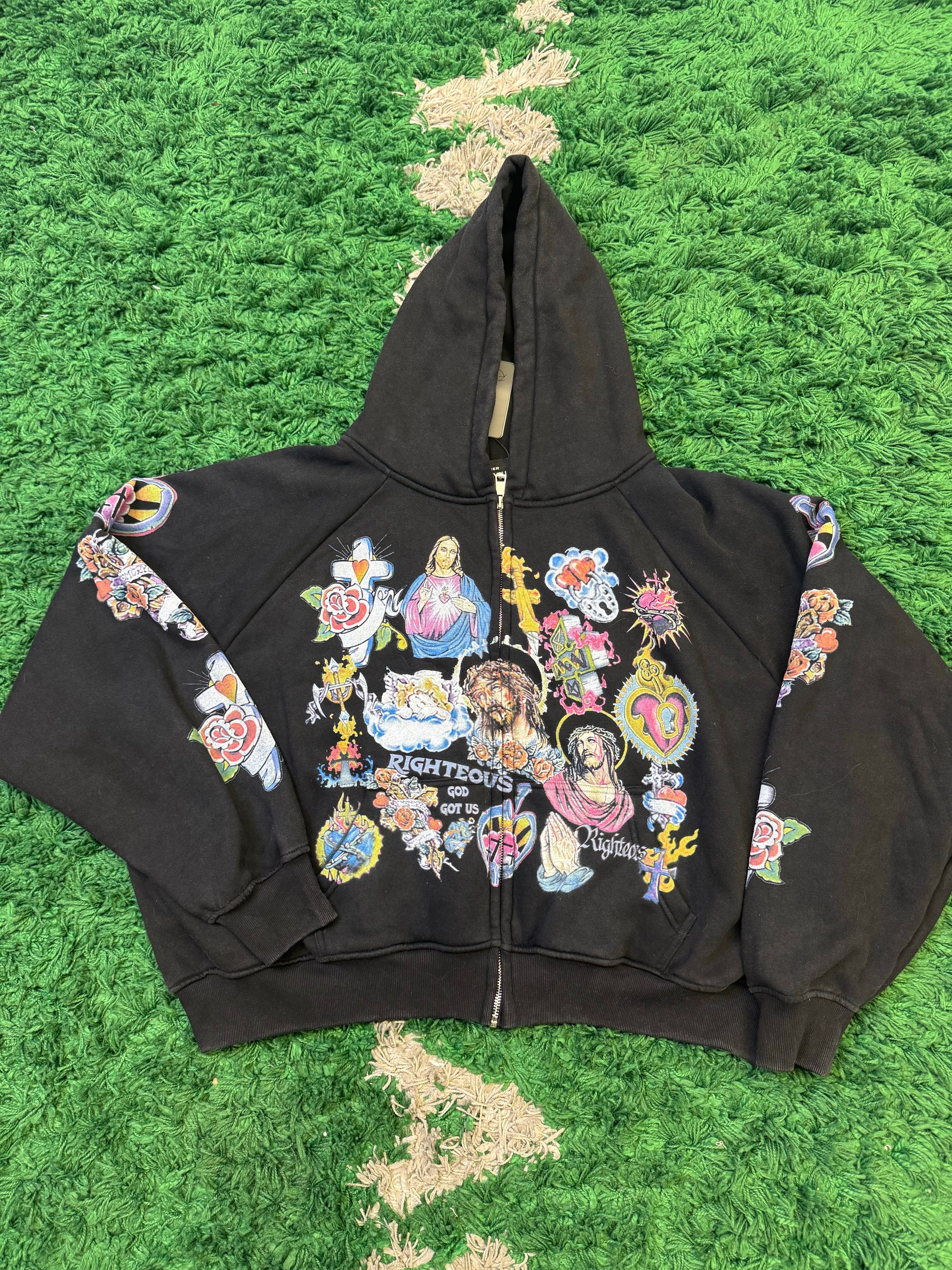 Righteous black zip up hoodie