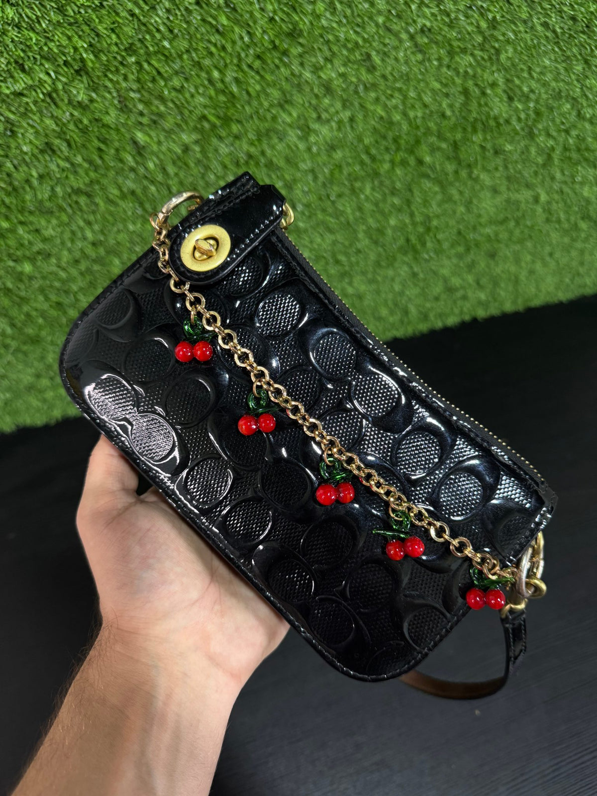COACH Black Patent Leather Shoulder Bag
