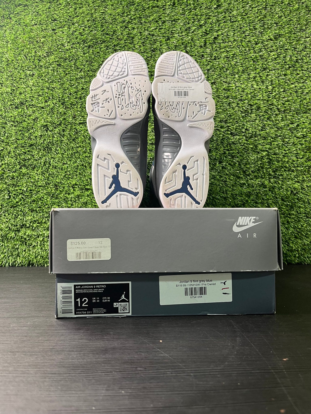 Jordan 9 flint grey blue