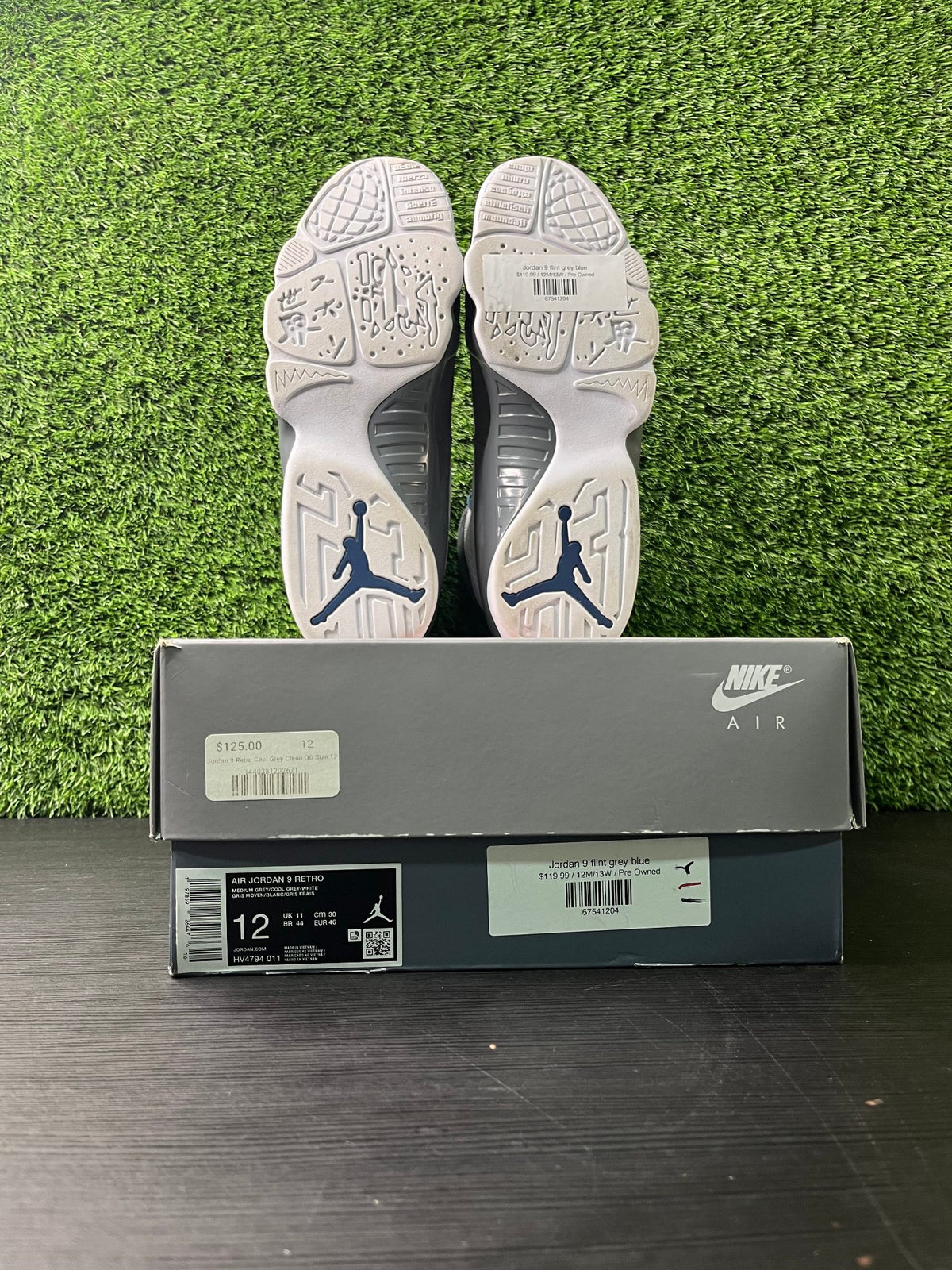 Jordan 9 flint grey blue