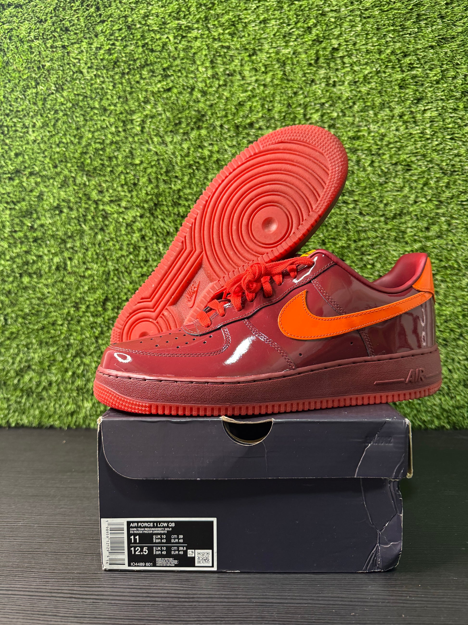 Nike Air Force 1 patent leather dark team red