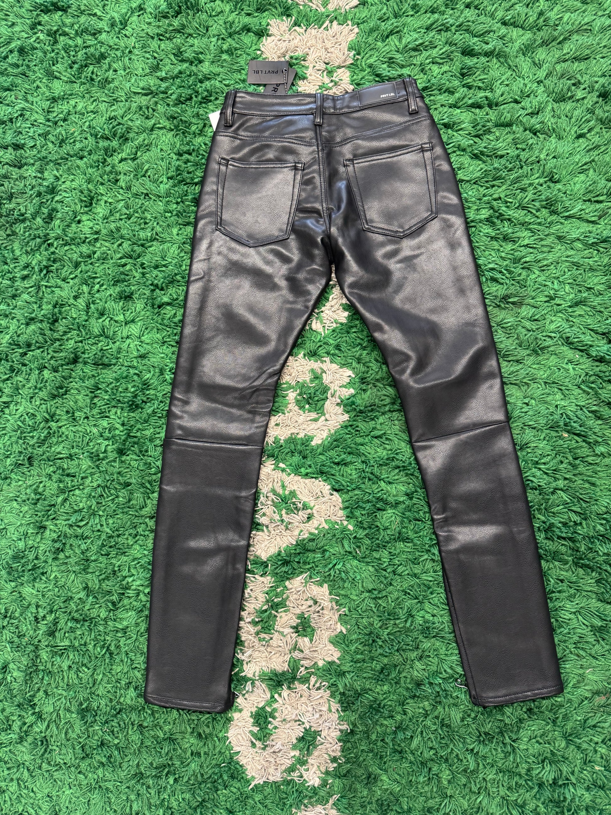 Private label black leather denim