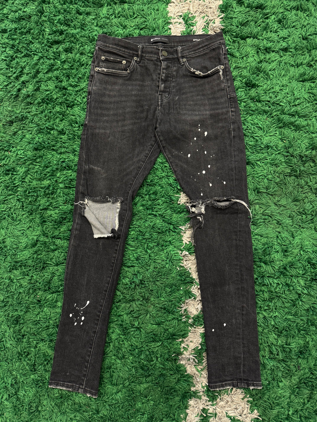 Purple Brand Blowout Knee Skinny Denim Black