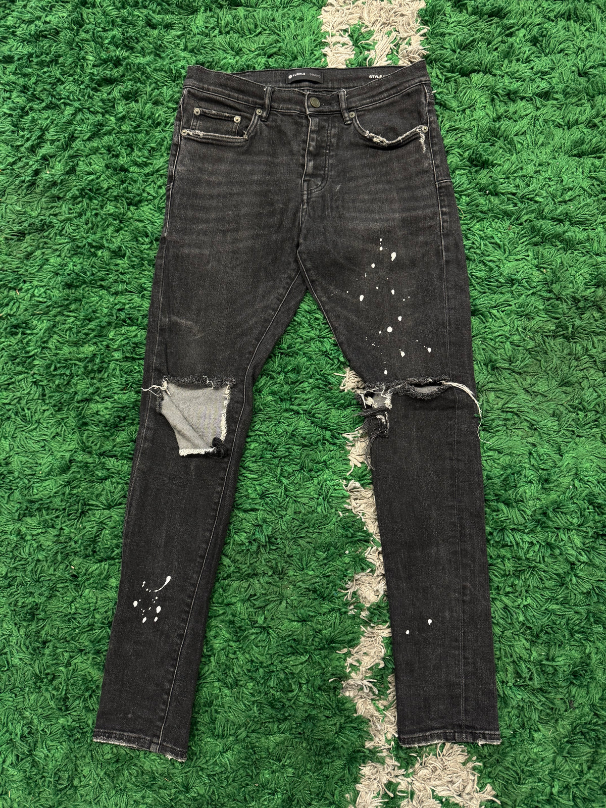 Purple Brand Blowout Knee Skinny Denim Black
