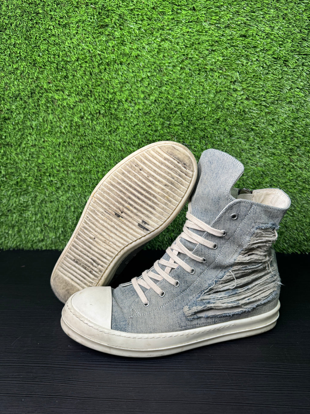 Rick Owens blue denim high top