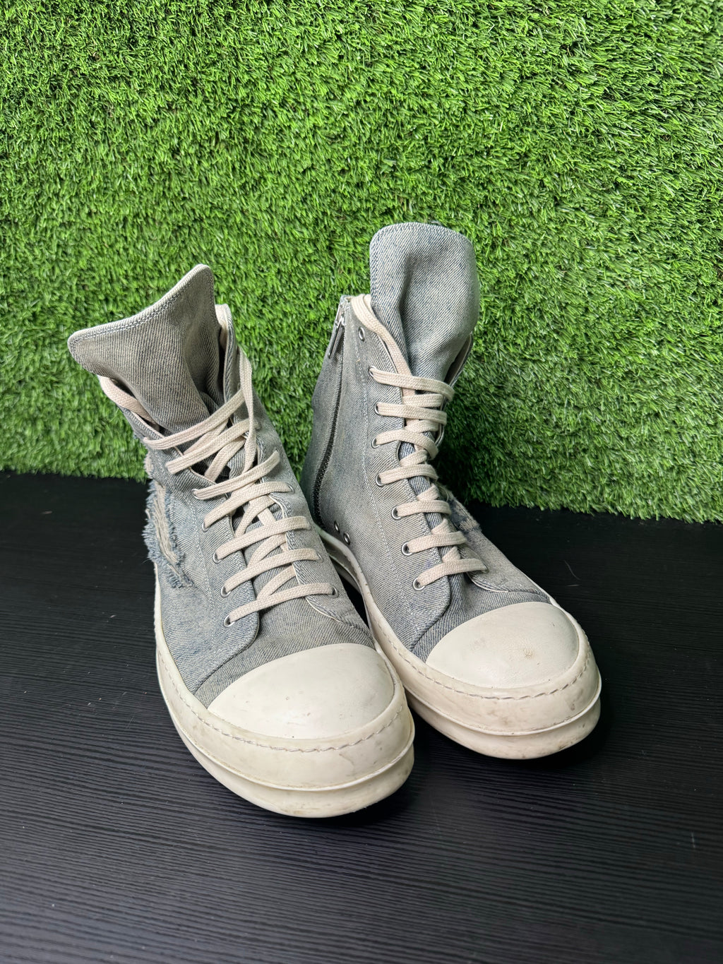 Rick Owens blue denim high top