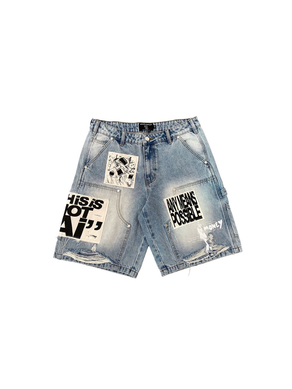 Mixed Emotions AI Denim Shorts Blue